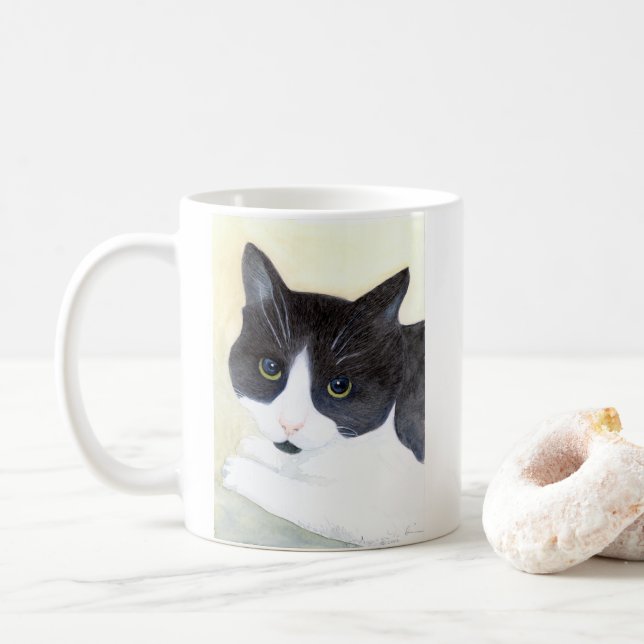 Mug Chat noir et blanc (Avec donut)