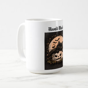 Mug Chat noir et citrouille sous la lumière de la lune