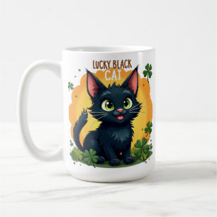 Mug Chat noir Lucky : St. Patrick's Day Clover & Coins