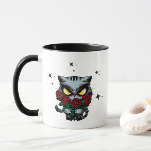 Mug Chat noir mal tenant Rose Cool étoiles foncé