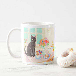 Mug Chat Noir Mignon à la Fête de Thé