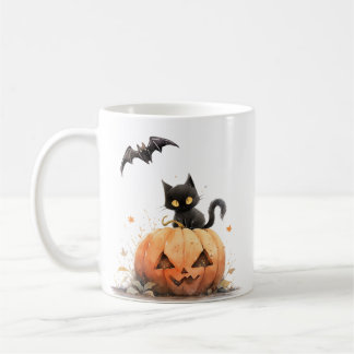 Mug Chat noir mignon sur Halloween Citrouille