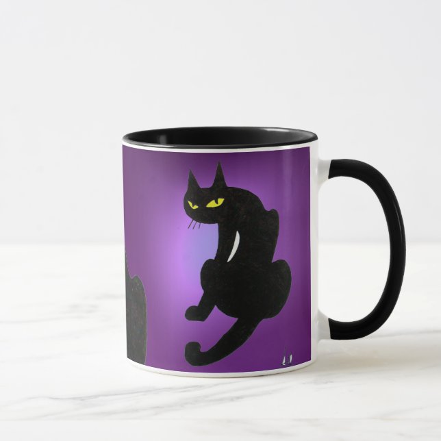 Mug CHAT NOIR NINJA Violet (Droite)