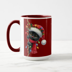 Mug Chat Noir Noël Fête Musique