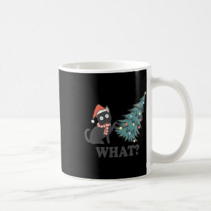 Mug Chat noir poussant un arbre de Noël Quelles lumièr