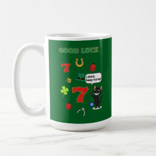 Mug Chat noir sarcastique et charmes porte-bonheur