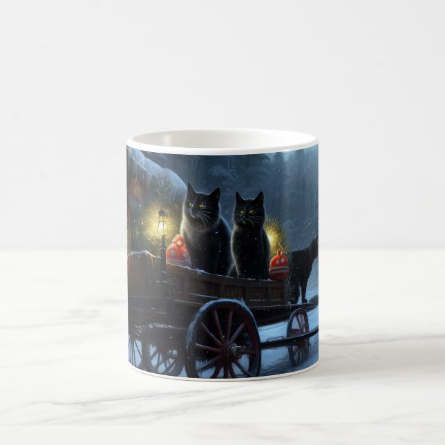 Mug Chat noir Snowy Sleigh Ride Décor de Noël (Centre)