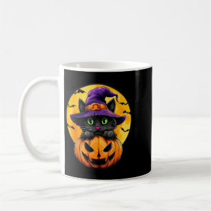 Mug Chat noir Sorcière Citrouille Chauves-souris Hallo