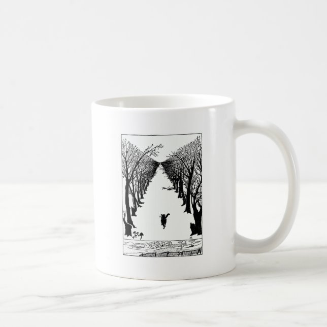 Mug Chat noir sur une illustration isolée de traînée (Droite)