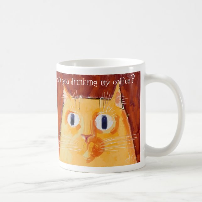 Mug Chat orange conflictuel avec les yeux ronds (Droite)