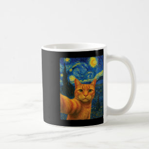 Mug Chat orange selfie Van Gogh Nuit étoilée Chat mama