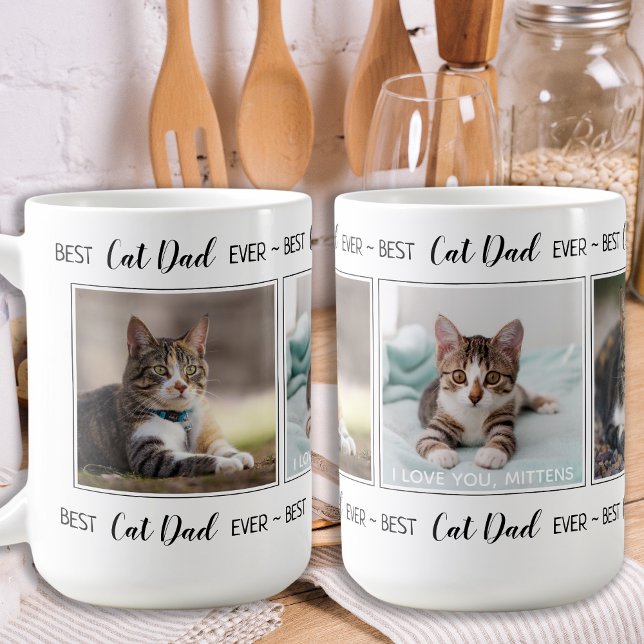 Mug Chat Papa Personnalisé 3 Photo Fête des pères (Créateur téléchargé)