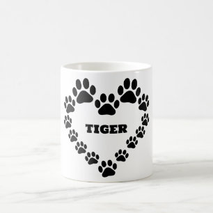 Mug Chat personnalisé Empreinte de patte Coeur de café