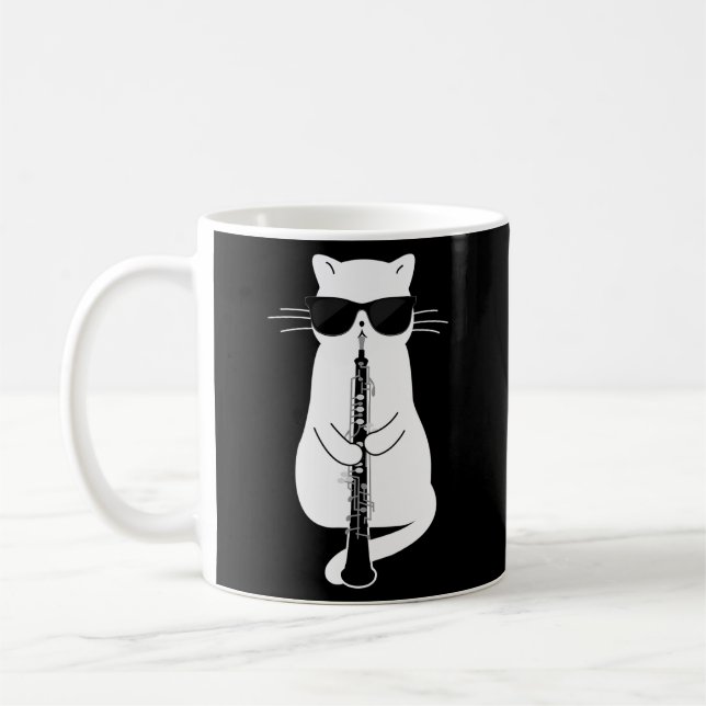 Mug Chat Portant des lunettes de soleil Jouer du boe (Gauche)