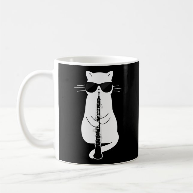 Mug Chat Portant des lunettes de soleil Jouer du boe (Gauche)