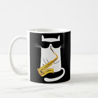 Mug Chat Portant des lunettes de soleil Jouer Saxophon
