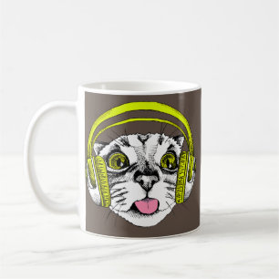 Mug Chat porter casque DJ Kitten Rave Techno