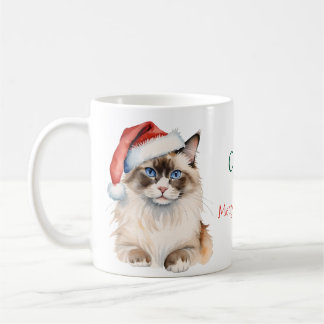 Mug Chat Ragdoll de Noël Aquarelle