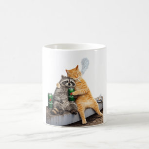 Mug Chat Raton laveur Fumant Cigarette Boisson Mémé