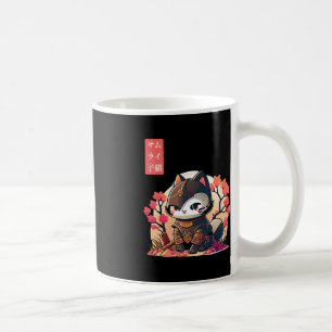 Mug Chat rétro Kawaii Samurai avec cerisier en fleurs