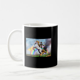 Mug Chat Riding Fire Respiration Unicorn Mème