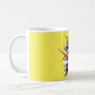 Mug Chat Riding sur Unicorn Robot Jaune