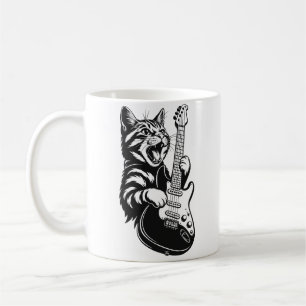 Mug Chat Rock Jouant de la Guitare Électrique Amour