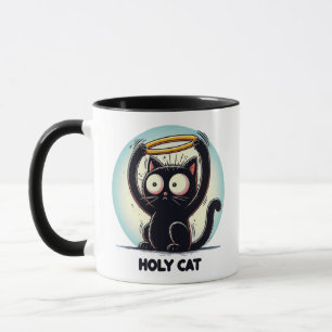 Mug Chat Saint - Chat Noir tenant Halo au-dessus de la