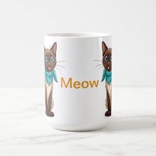 Mug Chat siamois adorable avec bandana turquoise