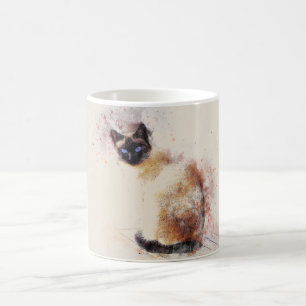 Mug Chat siamois d'aquarelle à la mode