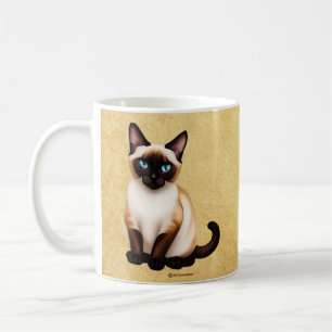 Mug Chat siamois sur vieux papier