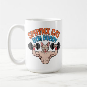 Mug Chat Sphynx Copain de Gym Musclé Art de Dessin Ani
