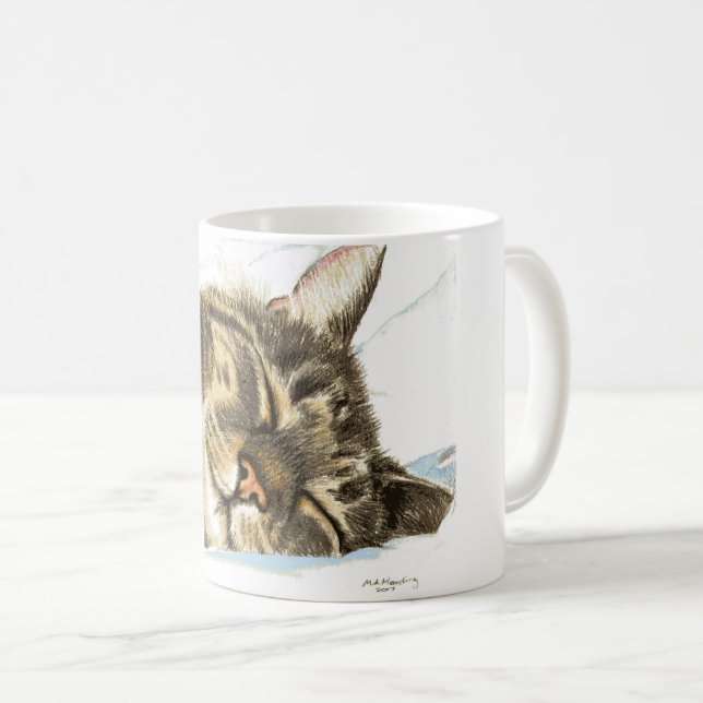 Mug Chat tigré de sommeil (Devant droit)