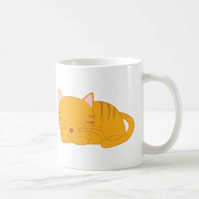 Mug Chat tigré orange de sommeil (Droite)