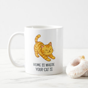 Mug Chat Tigre Orange Étiré Texte Personnalisé