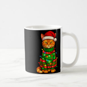 Mug Chat tigré orange Lumières de Noël Drôle de Santa