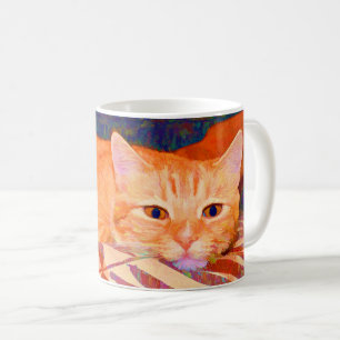 Mug Chat tigré orange lumineux mignon drôle