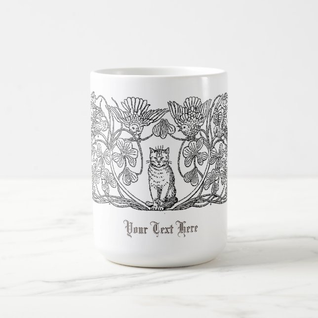Mug Chat, trèfle et oiseaux de l'époque victorienne vi (Centre)