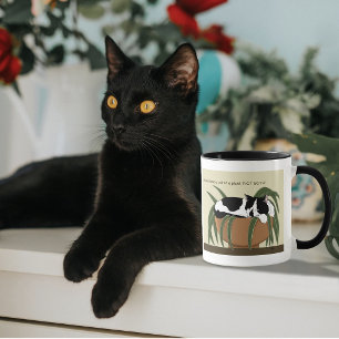 Mug Chat Tuxedo Noir et Blanc Drôle Endormi dans une P
