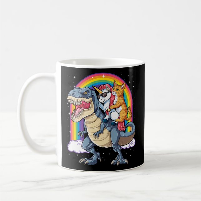 Mug Chat Unicorn équitation Dinosaure T Rex Kitten Spa (Gauche)