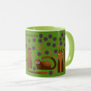 MUG CHAT VERT POUR ANNIVERSAIRE