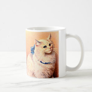 Mug Chat vintage avec Bleu Bow