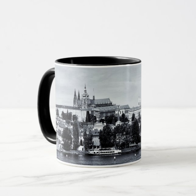 Mug Château de Prague Panorama, Pont Charles, Tchéquie (Devant gauche)