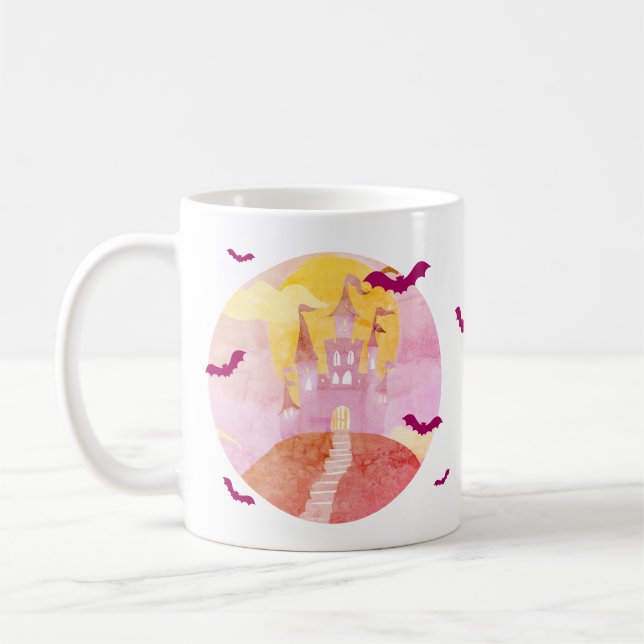 Mug Château éffrayant sur Hill Bats Halloween (Gauche)