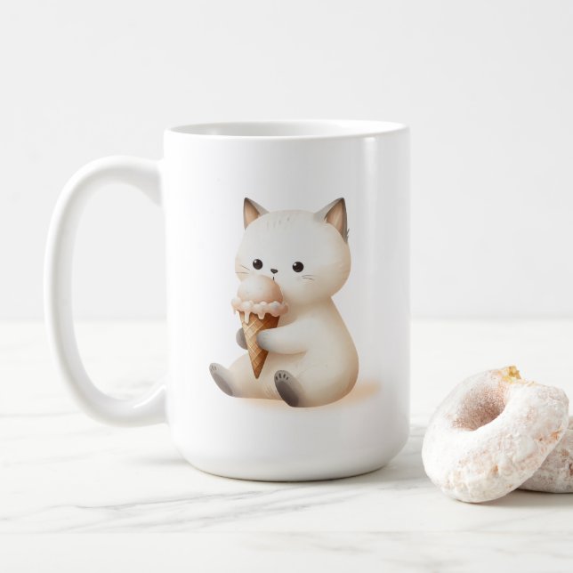 Mug Chaton à gorgées de crème glacée (Avec donut)