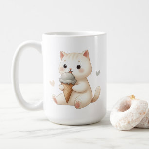 Mug Chaton d'aquarelle Whimsical avec cône de glace