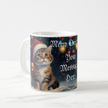 Chaton de Noël festif avec chapeau de Père Noël