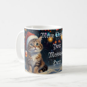 Mug Chaton de Noël festif avec chapeau de Père Noël
