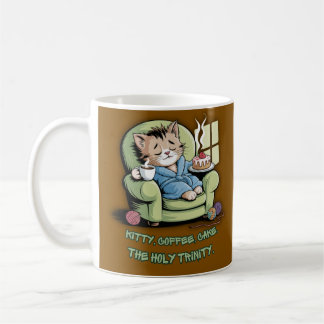 Mug Chaton Douillet avec Café et Gâteau – Chat Drôle