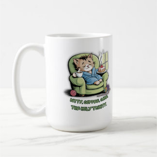 Mug Chaton Douillet avec Café et Gâteau – Chat Drôle